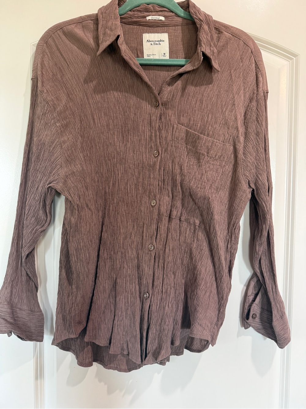 Abercrombie & Fitch Oversized Long-Sleeve Button-Up Shirt.